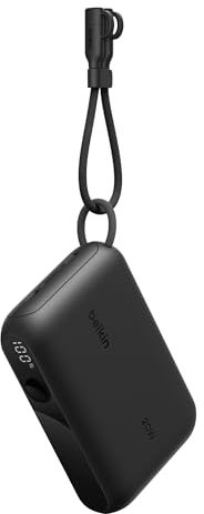 Belkin Portable Charger, Slim USB-C Power Bank 10,000mAh with 2 USB-C Ports, Digital Battery Display, 20W Charging for iPhone 16,15, Plus, Pro, Pro Max, Samsung Galaxy S25, S24, Pixel 9, iPad, & More