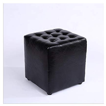 JCPQDWTD Quadratischer Fußhocker aus Leder, gepolsterte Sitzfläche für Wohnzimmer, Schlafzimmer, Dekoration, kleine Sofabank, Fußhocker für Stuhl, Schuhhocker (schwarz)