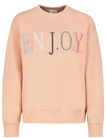 Sublevel Damen Sweatshirt mit Statement-Print – Bequemer Rundhals Pullover im Oversized Look, weich & stylisch, Pastellfarben orange S