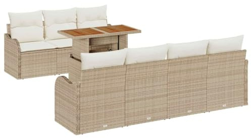 vidaXL Garten-Sofa-Set 8 pcs Beige und Creme 100 x 55 x 73 cm, Garten und Terrasse, moderner Stil, UV-beständige Materialien, abnehmbare Kissen, Outdoor-Sofa Set, Patio-Arrangement