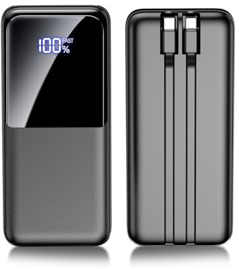 Power Bank 15000mAh Fast Charging, Portable Charger PD22.5W with 2 Built-in Cables, USB-C Powerbank Compatible with iPhone 16/15/14/13/12 Pro Max Android and More