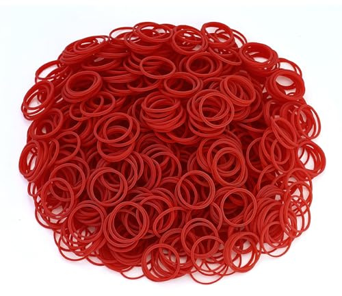 1200 Stück kleine Gummibänder, 25mm Haushaltsgummiringe, Mini-Kleinkind-Zopfgummiband, für Haare, Handwerk, Dokumente, Möbel (rot)