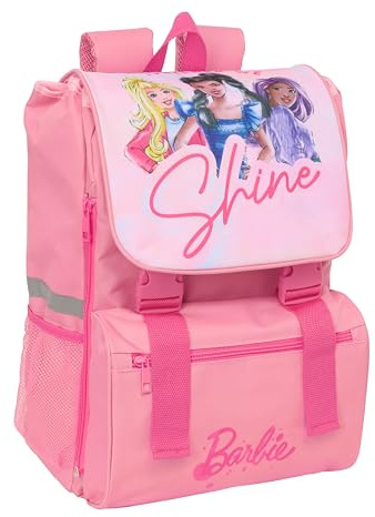 BARBIE Kinderrucksack, ausziehbar, pflegeleicht, ideal für Kinder verschiedener Altersgruppen, bequem und vielseitig, Qualität und Widerstandsfähigkeit, 28,5 x 15 x 41 cm