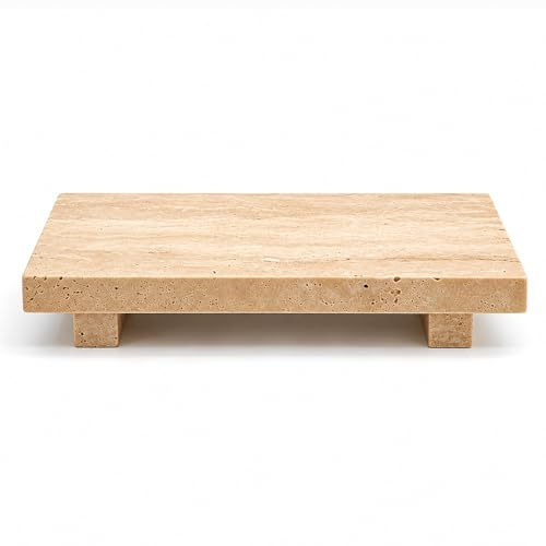 Travertine - Elevador de tocador para jabón y perfume, 25 cm | Bandeja de pedestal para joyas y velas, decoración decorativa de tocador de baño