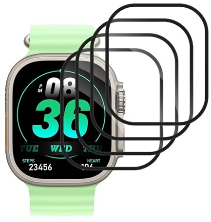 FOXZKISS 4 Stück Blasenfreie Panzerfolie für Apple Watch Ultra 3 49mm Schutzfolie Panzerglas,9H Härte Anti-Kratzer Schutzglas für Apple Watch Ultra 3 49mm Displayschutz, HD-Klar Ultra-Dünn Folie