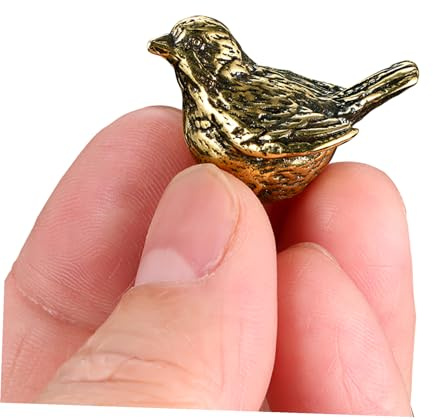 Toyvian Vogelstatue Dekoration aus Messing, Goldfarben, Retro für Zuhause | Spatzenförmige Figur, Nichtmagnetisch, für Büro und Wohnraum, Kompakte Deko Vogel