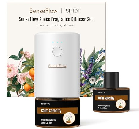 SenseFlow Aroma Diffuser für Ätherische Öle SF101 Pro, Wasserloser Ultraschall Duftstecker Raumduft, 100% pflanzlich Lufterfrischer, 120 Tage Aroma für Zuhause, Hotel-bis zu 100m²-Ruhige Gelassenheit