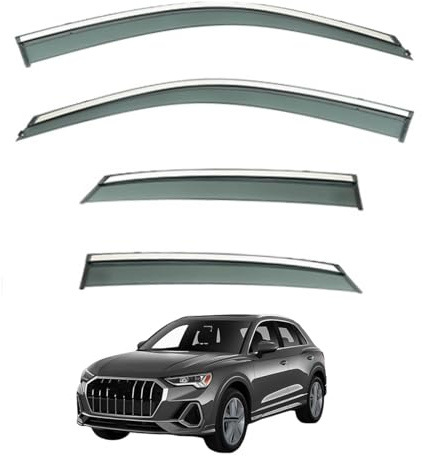 Windabweiser Seitenscheiben für Audi Q3 MK2-F3 2019-2024, Auto Seitenfenster Visiere Regenschutz Windabweiser Mit leuchtenden Streifen