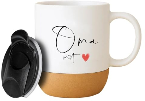 Toozen Oma mit Herz Kaffeebecher, Teetasse für die Oma, Geschenke für Großmutter zum Geburtstag, Weihnachten, Muttertag, Ostern, Keramik Kaffeetasse 400 ml Weiß