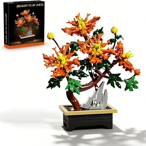 Ebortsin Botanicals Chrysanthemum Building Set, Flowers Bouquet Botanical Collection Building Blocks Kit, 450 PCS Artificial Chrysanthemum Plant for Home Office Decor, for Women