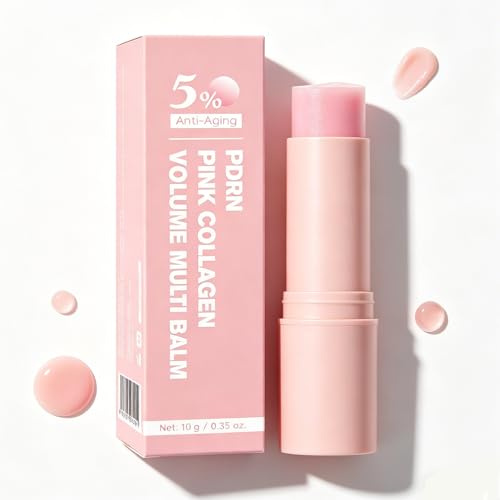 PDRN Pink Collagen Volume Multi Balm Stick – Hydrating Face Stick Makeup Base & Primer, Schnell einziehende, nicht klebrige Feuchtigkeitspflege für Lippen, Augen und Hals (1pc)