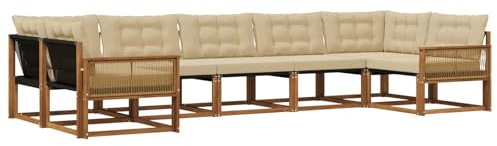 vidaXL Outdoor-Sofagarnitur mit Kissen 7 pcs Natur und Beige, Elegantes Garten-Sofa, modernes Outdoor-Sofa, robuste Lounge-Möbel für gemütliche Treffen