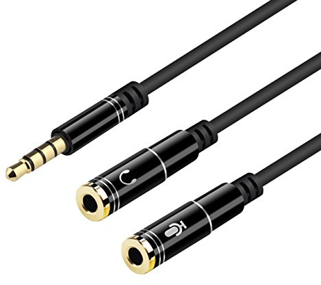 DnGeky Headset Adapter For Headsets With Separate Headphone And Microphone Plugs 3.5mm Stereo Audio Male to 2 Female Headset Mic Y Splitter Cable Adapter(Black)