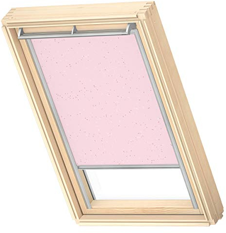 VELUX Original Dachfenster Verdunkelungsrollo für M08 / 308 / 2, Rosa Sterne, mit Grauer Führungsschiene