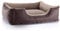 BedDog Hundebett Teddy, Hundesofa aus Cordura und Microfaser-Velours, waschbares Hundebett mit Rand, Hundekissen Vier-eckig, für drinnen, draußen, Größe L, braun-beige