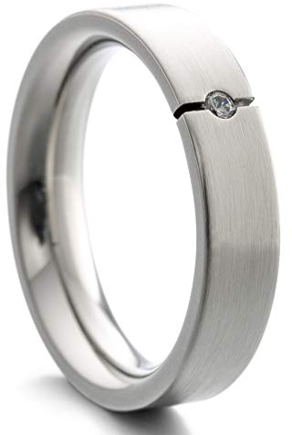 Heideman Ring Damen Paari Spannring aus Edelstahl silber farben matt oder poliert Damenring für Frauen mit Stein Zirkonia weiss im Brillantschliff Crystal Gr.51 hr7005-4-1-51