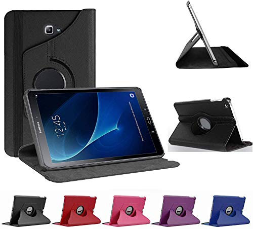 Munddy- Funda GIRATORIA 360º con Soporte para Samsung Galaxy Tab A 2016 10.1 T580 T585,rotable 360° (Protector Cristal Templado Opcional) (Negro)