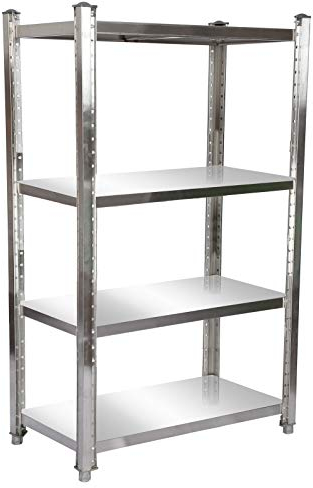 WilTec Estantería de Acero Inoxidable 120x50x155cm con 4 baldas para hostelería, Cocina Industrial, almacén
