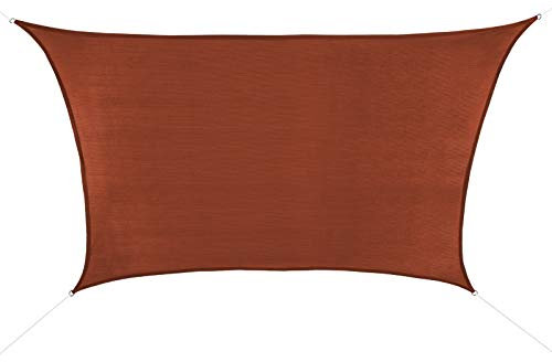 BB Sport Voile D'ombrage Toile Trapèze 4m / 5m x 3m Terre Cuite PE HD Taud Soleil Protection des Rayons UV à 90% Voile Solaire