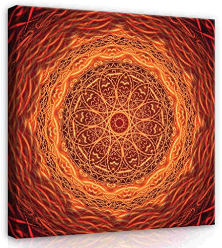Leinwandbild Consalnet - Leinwand Bilder - Mandala Orient Rot - 40x40 cm Leinwandbilder - Bild auf leinwand - Wandbild XXL groß Wandbilder für Wohnzimmer Schlafzimmer Wohnzimmerbilder Modern