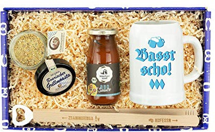 Bavariashop Geschenkbox Grill-Kini, Hochwertige Geschenkidee für Grillpartys, Stabiler Karton im bayerischen Design