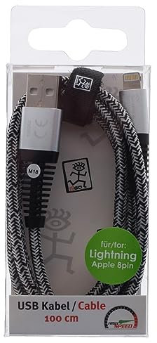 2GO USB Datenkabel&Ladekabel für Apple Lightning mit Nylon Ummantelung Silber, Metallstecker mit Knickschutz