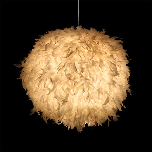 AIRUI Federn Kronleuchter Rund Kugel Pendelleuchte Moderne Romantisch Hängelampe Lampenschirm Mit E27 Lampe Deckenbeleuchtung Für Schlafzimmer Esszimmer,White+WarmLight-40cm