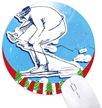 Wintersport Snowboard Ski Illustration Round Rubber Maus Pad Weihnachtsdekoration
