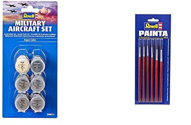 Revell 39071 Ensemble d'avions Militaires & 29621 - Accessoire Maquette - Pinceaux - Pinceaux Standard 6 Tailles