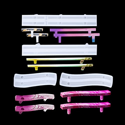 iSuperb 4 PCS Tablett Griff Silikonformen Epoxidharz DIY Silikonharz Griffform mit 3 Größen Zylinder und Gebogene Griffen Epoxidform für Servierbrett, Achatplatte (4 PCS Griff Silikonformen)