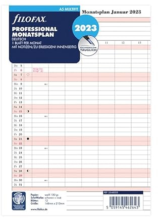 Filofax A5 Professional Monatspl. (deutsch)2023