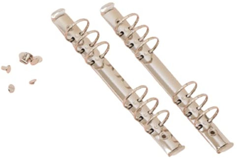 Craftelier - Set mit 2 6-Ring-Ordner-Mechaniken | Größe ca. 22,7 cm - Ringdurchmesser 3,3 cm - Ringabstand 1,9 cm | Enthält 8 BefestigungsKlammern | Farbe Silber