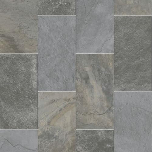 ASRM996M-Stone Effect Anti Slip Vinyl Flooring Home Office Kitchen Bedroom Bathroom Lino Modern Design 2M 3M 4M Wide (3m(L) X 2m(W) (9'9...