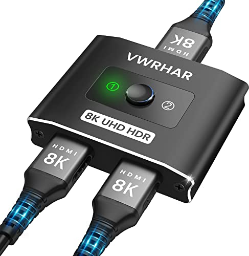 Switch HDMI 4K 120Hz HDR, 8K Sdoppiatore HDMI Alluminio HDMI Switch Bidirezionale 2 in 1 out o 1 in 2 out, HDMI Splitter Supporta HDCP 2.2/2.3 Dynamic HDR, Commutatore HDMI Per TV/PS5/Xbox-Serie X