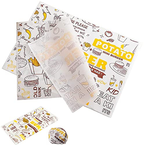 Aieraczy Wachspapier für Lebensmittel, 100 Blatt Butterbrotpapier, Käsepapier für Käse, Pizza Papier, Antihaft Fettpapier, Pergamentpapier für Käse, Wurst, Burger, Sandwiches, Backen, 14 x 10 Zoll