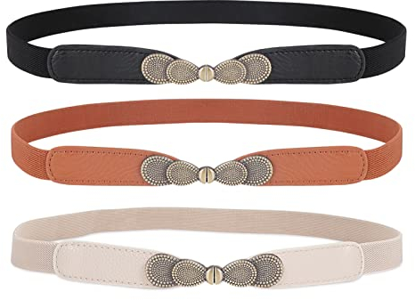 WERFORU Dünner elastischer Stretchgürtel für Damen für Kleider Retro Damen Vintage Dünne Taille Gürtel