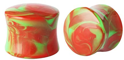 Bishilin Tunnel Piercing Acryl, Ohr Plug 18MM Rund Rot Grün Ear Plugs Ohr Expander Set