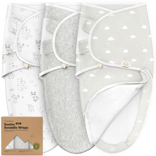 3er-Pack Pucksack Baby 0-3 Monate mit Reißverschluss - Bio-Baumwolle Baby Wickeltücher für Neugeborene, Mädchen, Jungen, Weicher und Strapazierfähiger Swaddle zum einfachen Windelwechseln (Aspire)