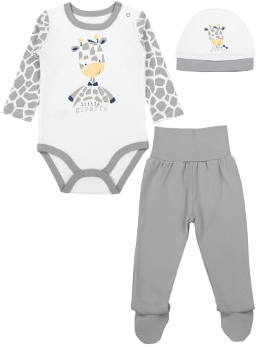TupTam Baby Set mit Langarmbody, Hose & Mütze – 3-teilig