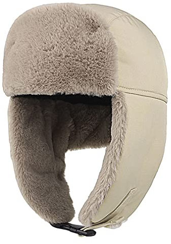 Sleeping forest Wintermütze mit Ohrenklappen Russische Mütze Warm Ushanka für Jungen Pelzmütze Pilotenmütze Bärenfellmütze Kinder Russen Mütze Wasserdicht Fliegermütze Outdoor-AktivitätenKhaki