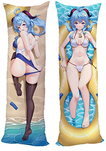 Anime Genshin Impact Ganyu Kissenbezug Natürlicher Samt 150x50cm (59in x 19.6in) Bettwäsche Kissenbezug