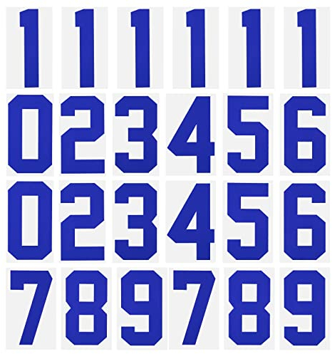 sourcing map Iron on Numbers 0 to 9 Heat Transfer 8 Blue Single Number for Team Uniform, Sports T-Shirt, Football, Basketball, Baseball Pack of 24