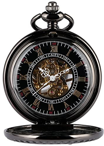 XOPIC Hohl laufende Lokomotive Zug mechanische Taschenuhren Klassische römische Zahlen Zifferblatt Handaufzug Taschenuhr