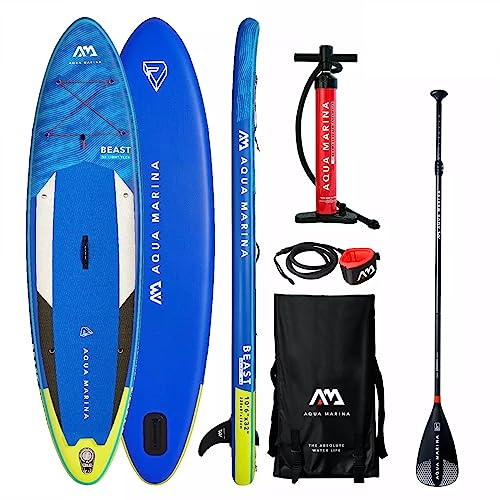 Aqua Marina SUP Board 320x81cm mit Reißverschlussrucksack Double Action-Pumpe Liquid AIR V1 Paddel Einschub-Mittelfinne Sicherheitsleine Blau