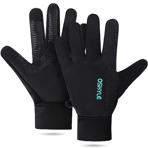 OSHYLE Winterhandschuhe,Anti Rutsch Silikon Gel Touchscreen Winddichte Laufhandschuhe,Thermische weiche warme Futter Fahrradhandschuhe für Männer & Frauen (Grüner See, S)