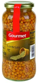 Gourmet-Linsen, gekocht, Marmeladenglas