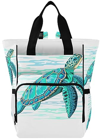 ISAOA Meeresschildkröte Türkis Oceanlife Wickeltasche Rucksack Laptop Rucksack Reiserucksack Tagesrucksack Lunchtasche mit isolierten Taschen Kinderwagengurte, #1, One size