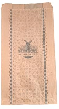 1000 Sacs viennoiseries 14+6x27 cm en papier kraft brun de qualité alimentaire ingraissable imprimé en noir