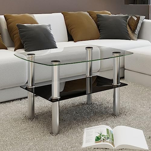 RAUGAJ Couchtisch Glas 2 Ebenen, Artikelmaterial: gehärtetes Glas