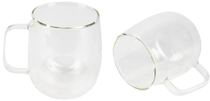 BERGNER - Juego de 2 Vasos de 400ml Doble Pared - Fabricados en Borosilicato - Para los Amantes de Café y Té - Fácil Lavado - Apto apra Microondas y Lavavajillas